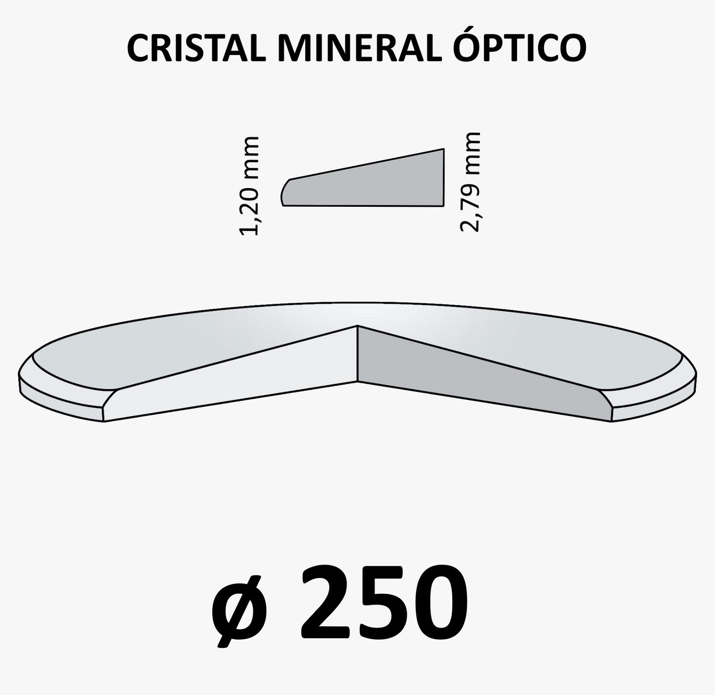 Cristal mineral óptico 1,20 x 2,79 mm