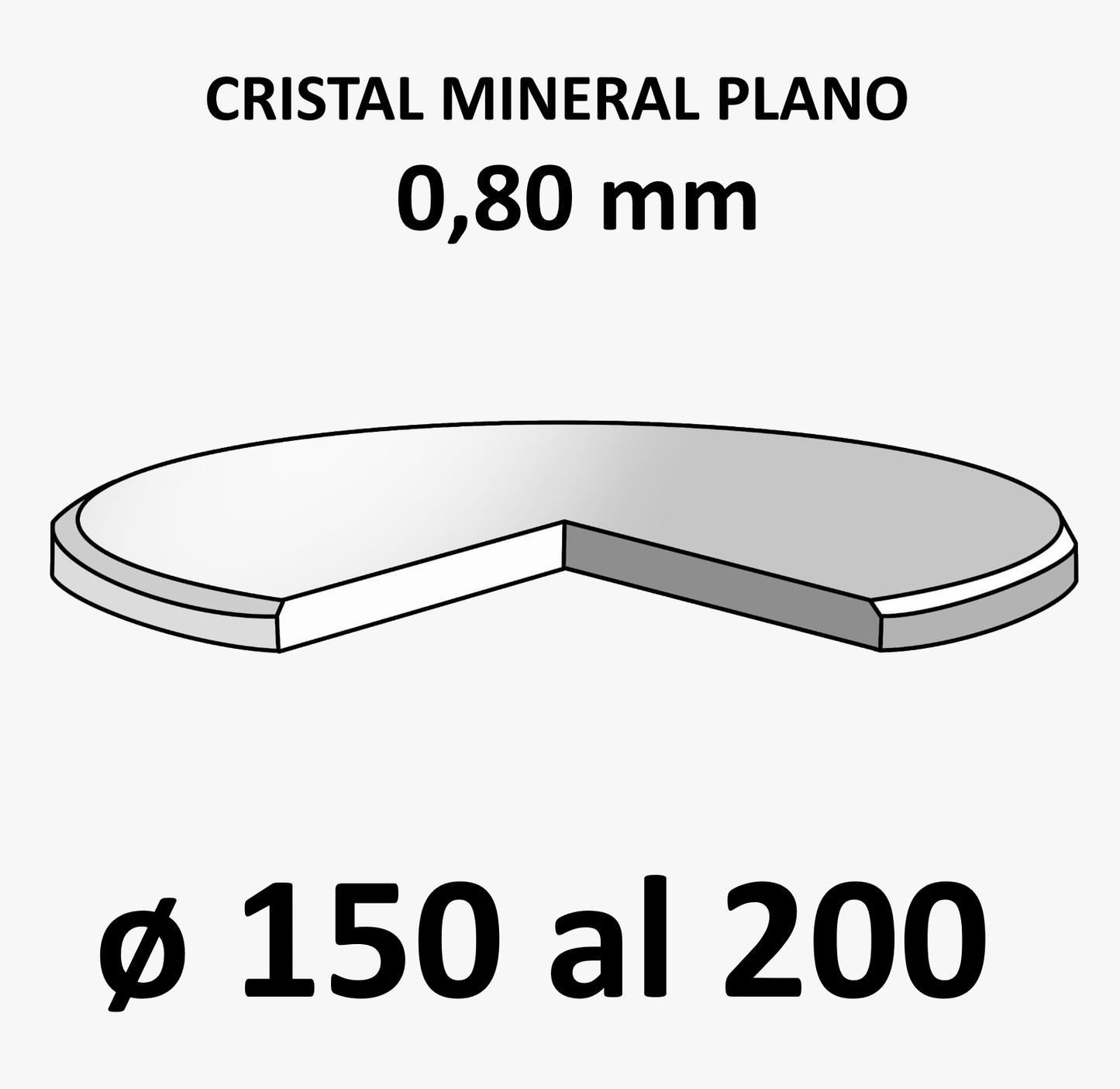 Cristal mineral plano 0,80 mm (De 150 a 200)
