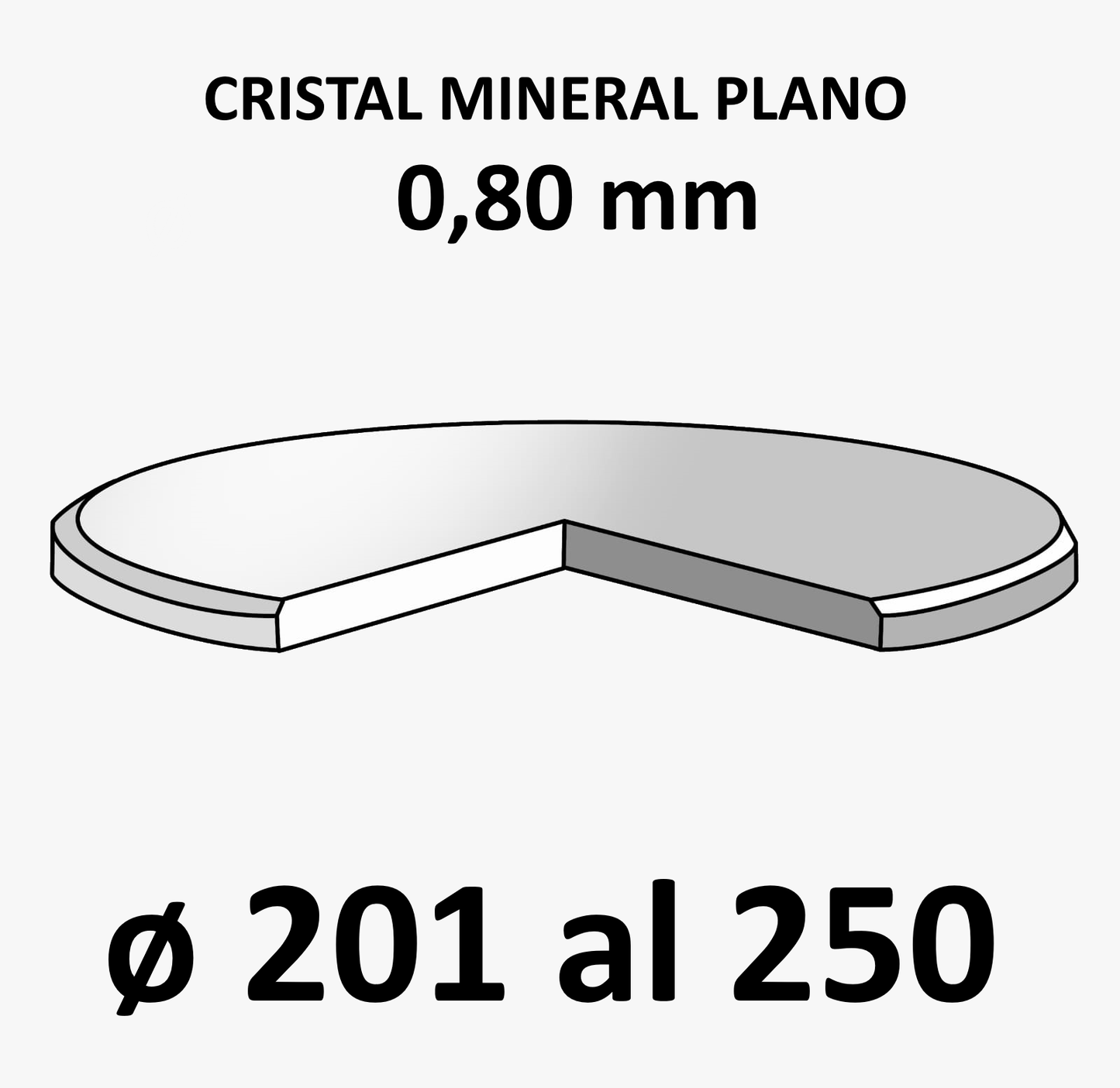 Cristal mineral plano 0,80 mm (De 201 a 250)
