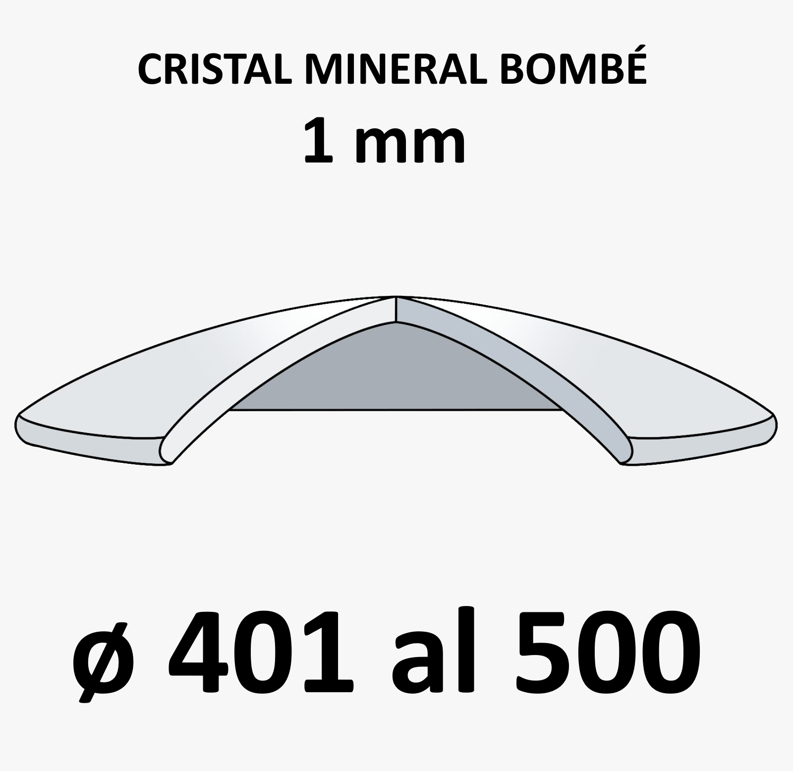 Cristal mineral bombé 1 mm (De 401 a 500)