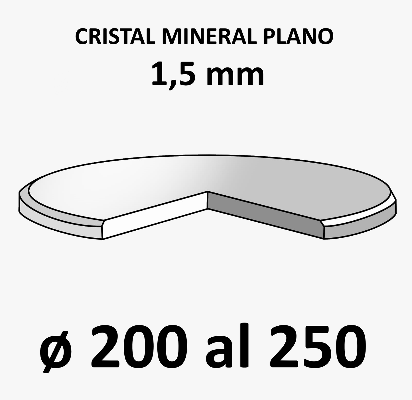 Cristal mineral plano 1,50 mm (De 200 a 250)