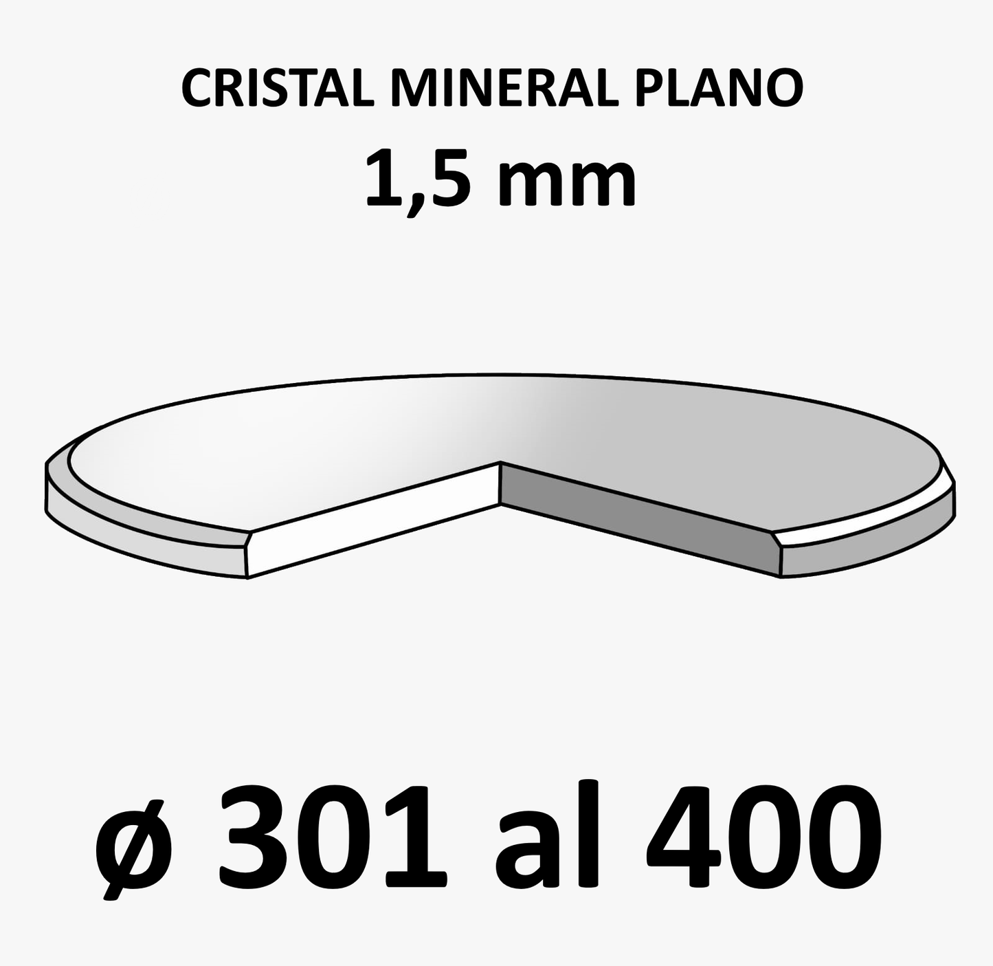 Cristal mineral plano 1,50 mm (De 301 a 400)