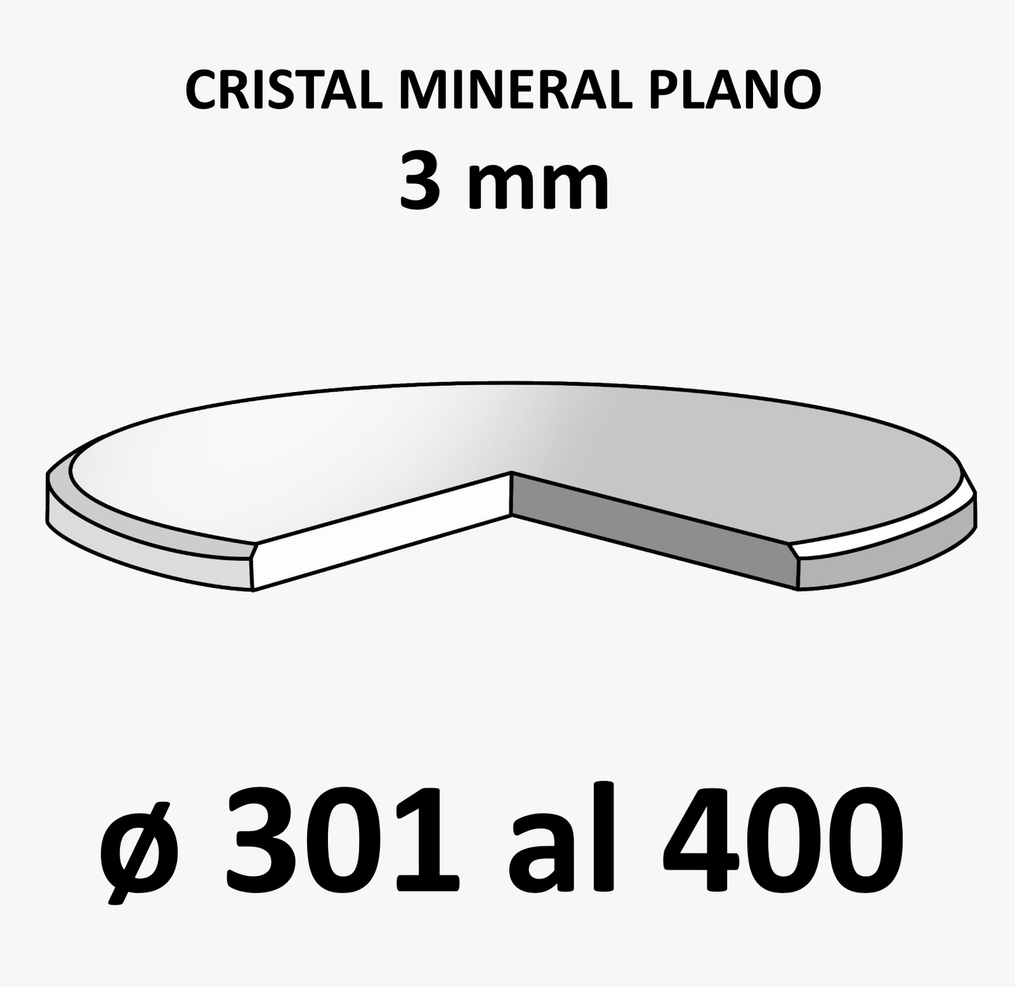 Cristal mineral plano 3 mm (De 301 a 400)
