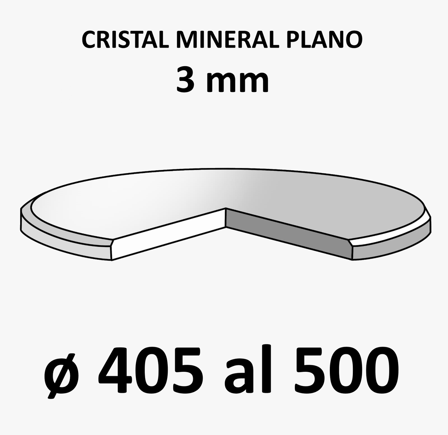 Cristal mineral plano 3 mm (De 405 a 500)