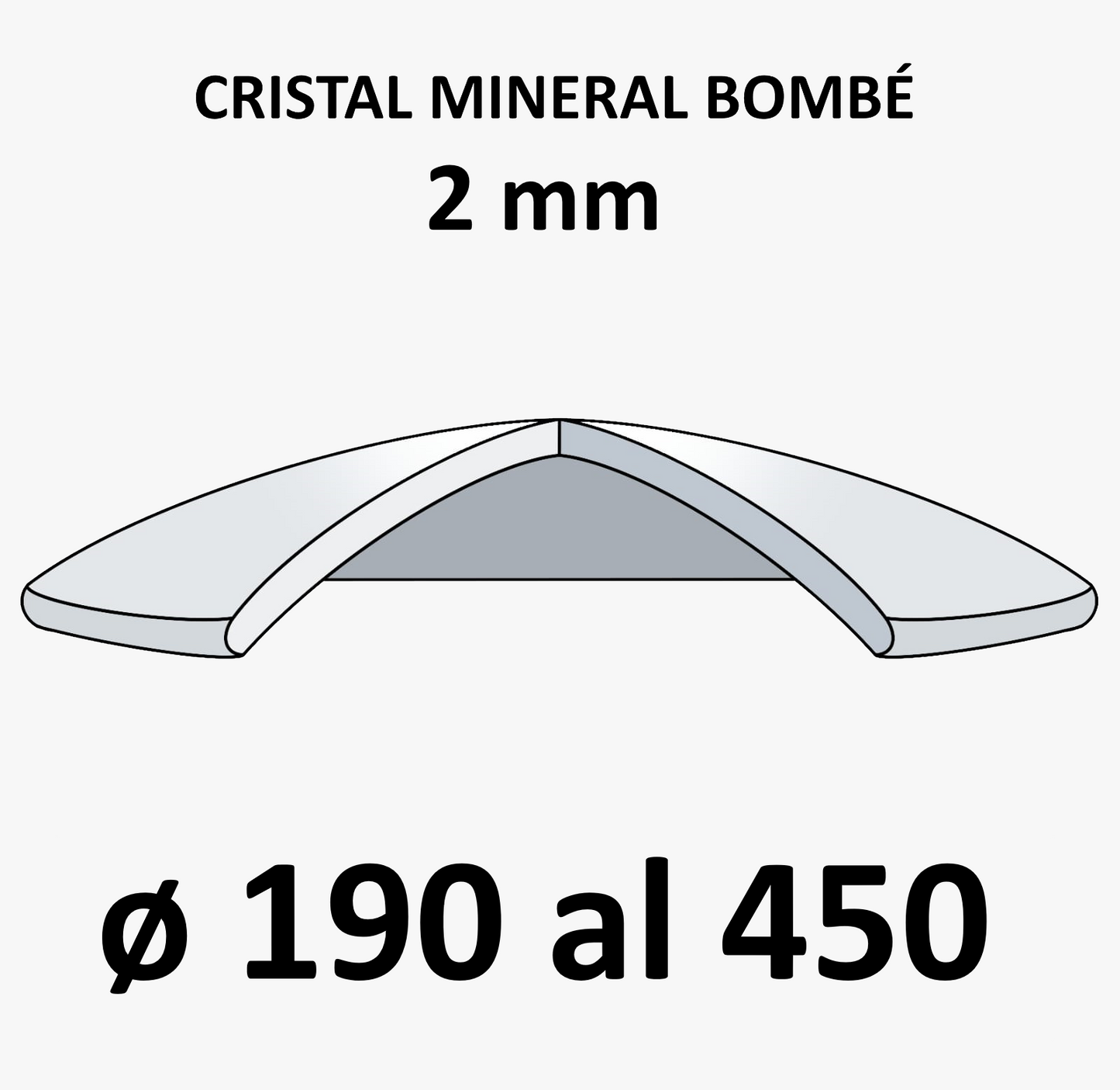 Cristal mineral bombé 2 mm (De 190 a 450)