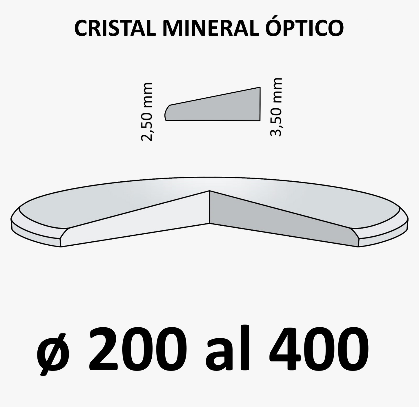 Cristal mineral óptico 2,50 x 3,50 mm