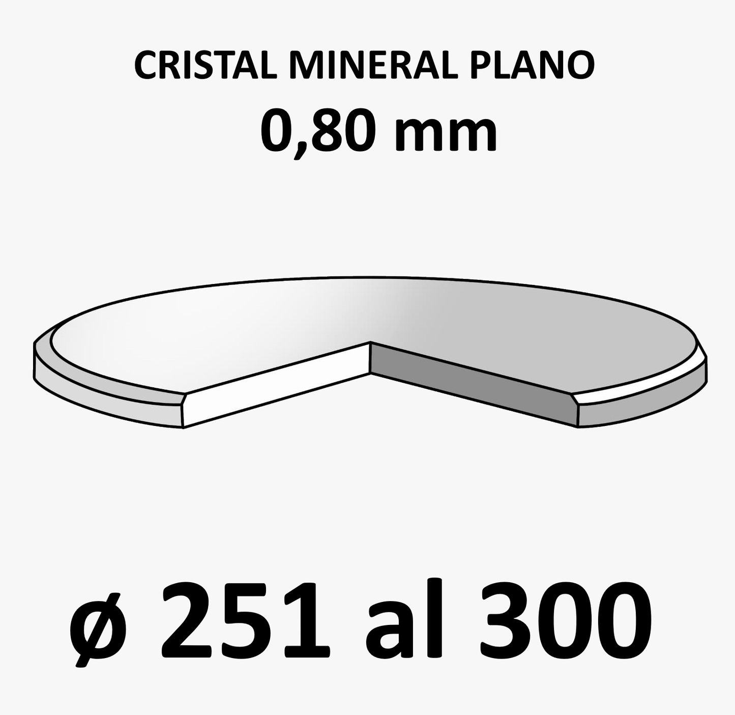 Cristal mineral plano 0,80 mm (De 251 a 300)