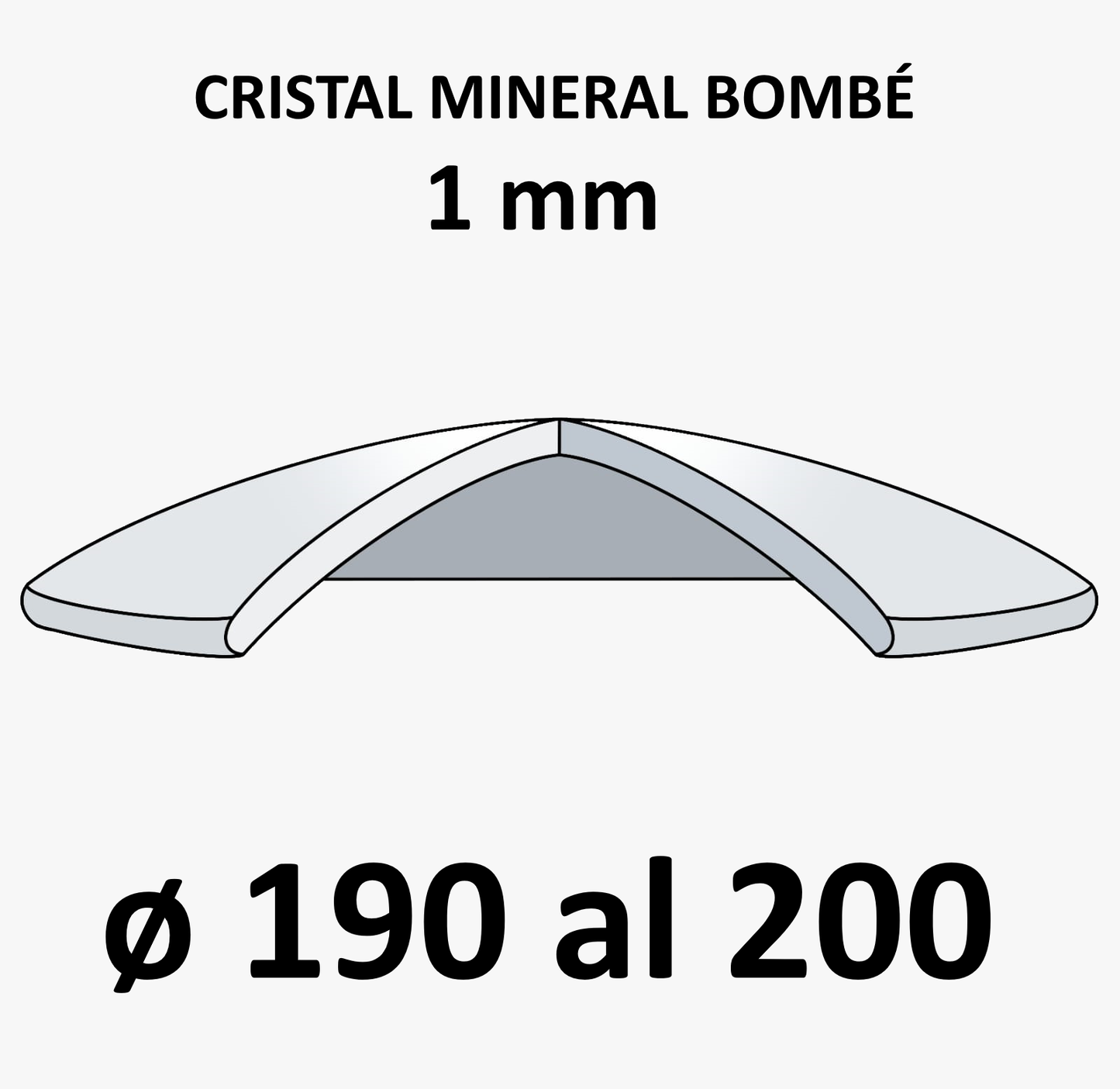 Cristal mineral bombé 1 mm (De 190 a 200)