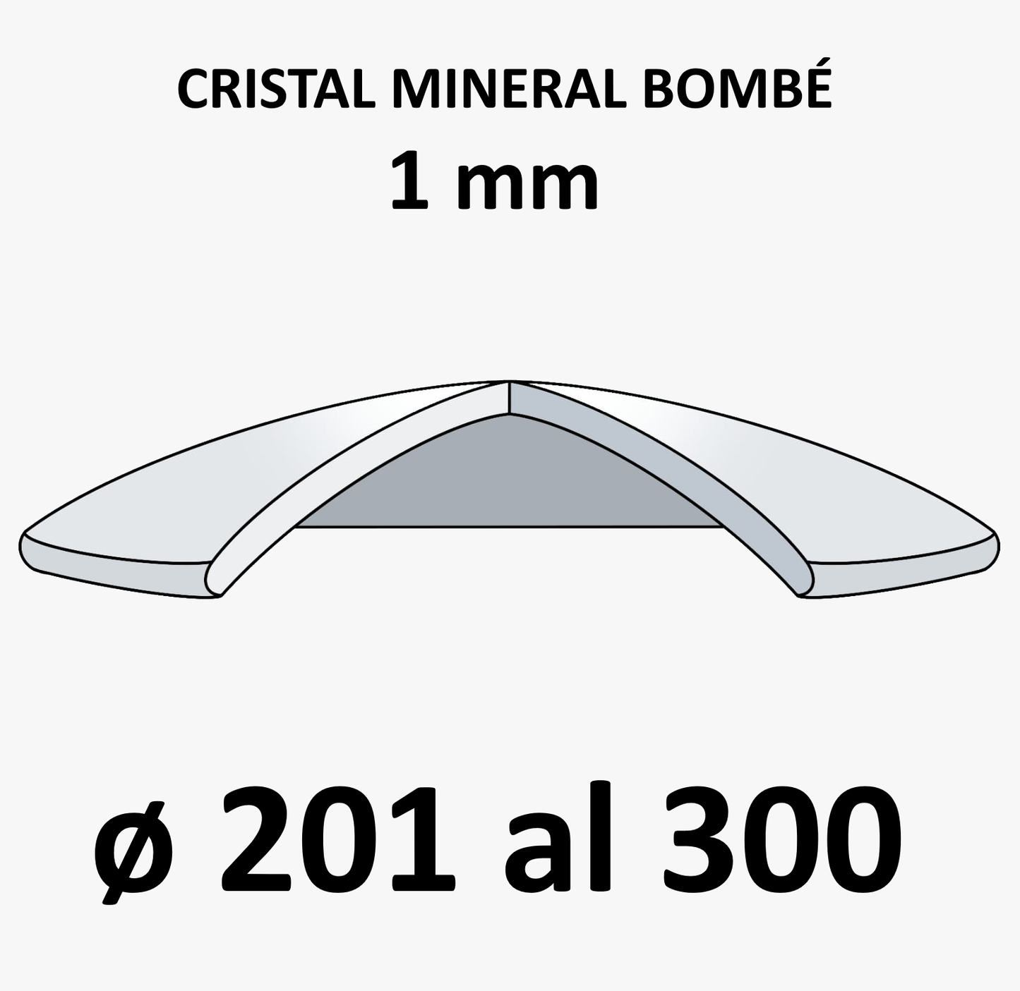 Cristal mineral bombé 1 mm (De 201 a 300)