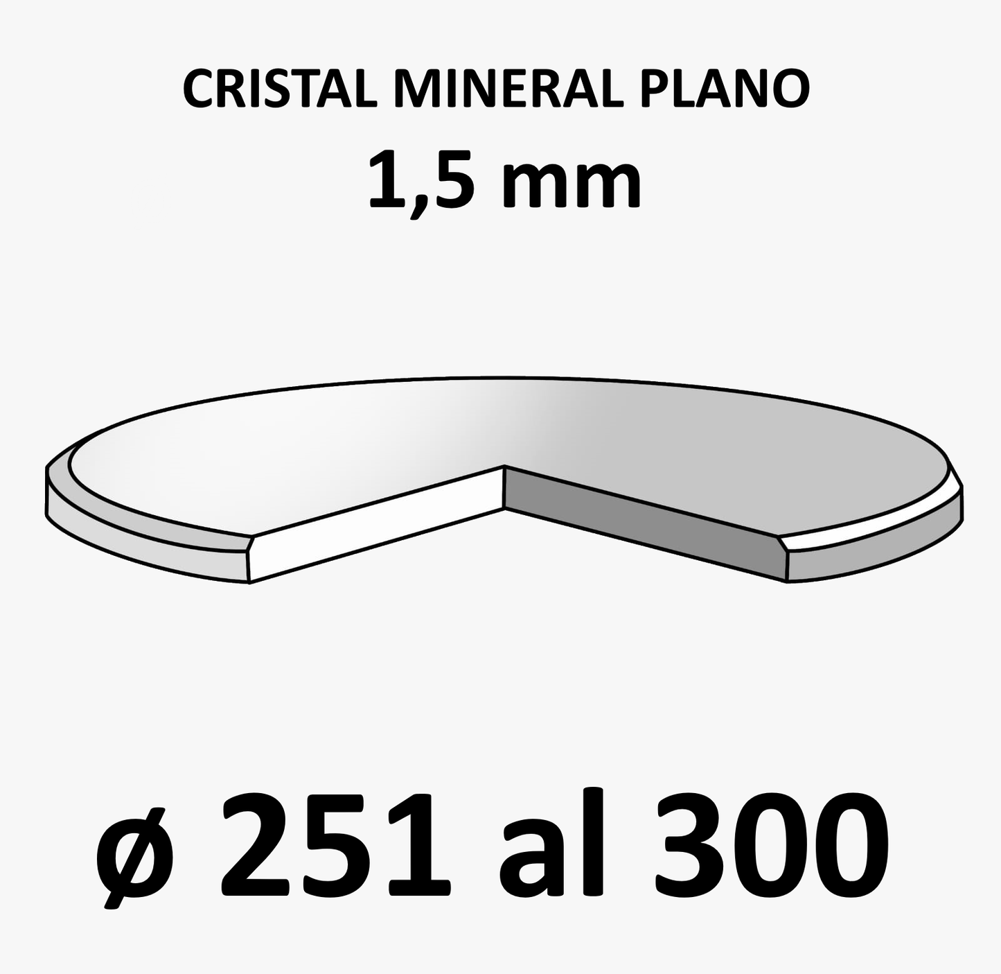 Cristal mineral plano 1,50 mm (De 251 a 300)