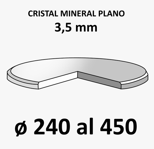 Cristal mineral plano 3,5 mm (De 240 a 450)