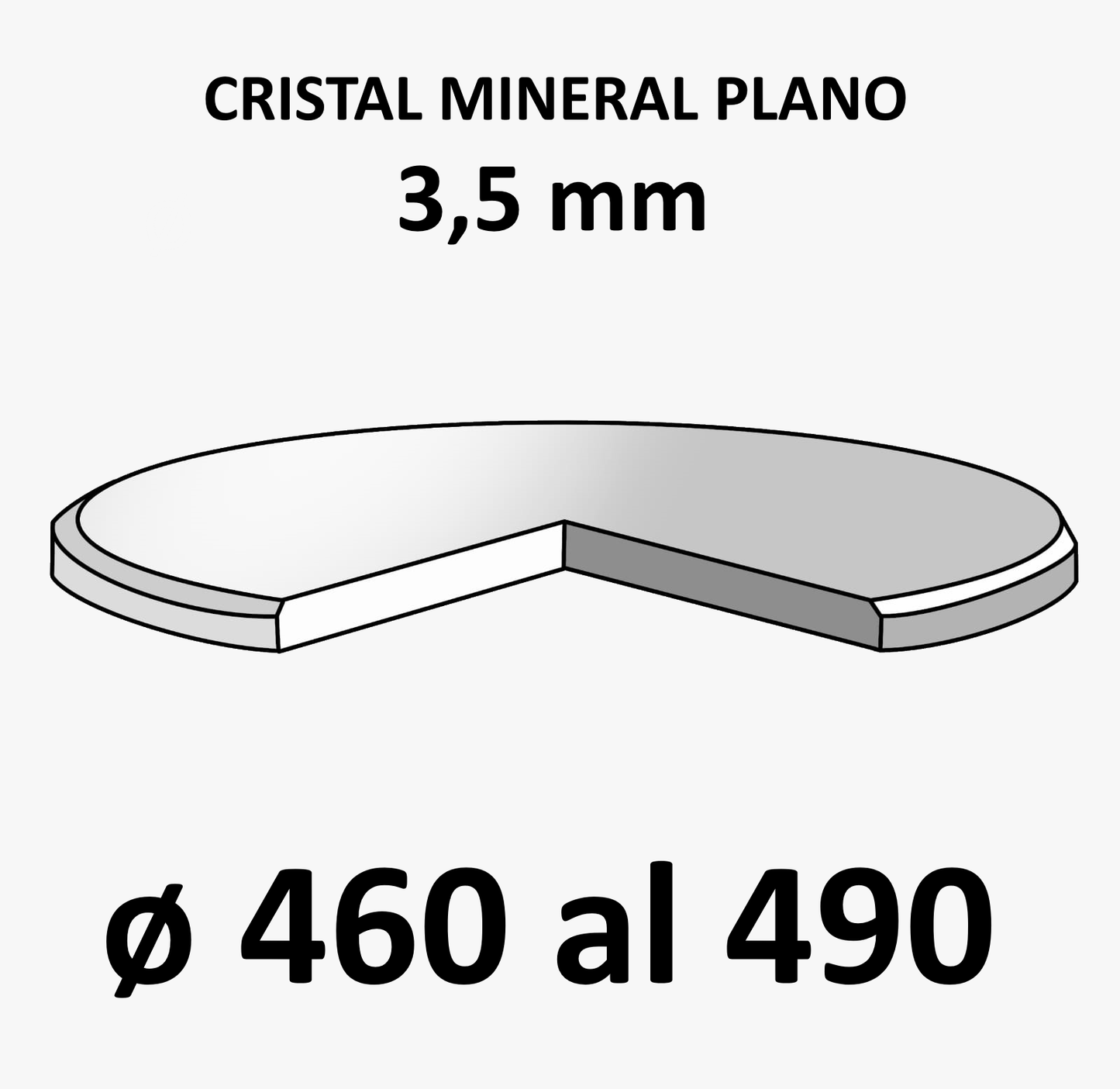 Cristal mineral plano 3,5 mm (De 460 a 490)